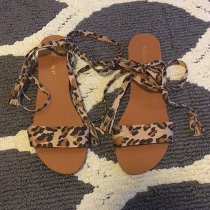 Cheetah wrap sandals
